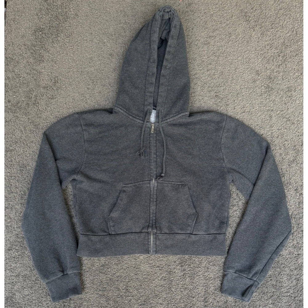 Brandy Melville Charcoal Gray‎ Cropped Zip Up Hoodie MH123-Z094 One Size